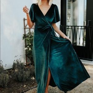 Baltic born Meghan velvet wrap maxi dress color jade